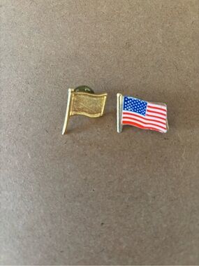 American Flag and Gold Flag Lapel Pin Set - Red, White, Blue, Gold